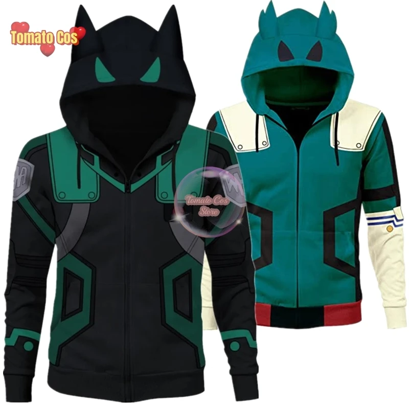 Anime My Hero Academia Midoriya Izuku Deku Cosplay Costume Jacket Adult Unisex Hoodie Coat Sweatshirts