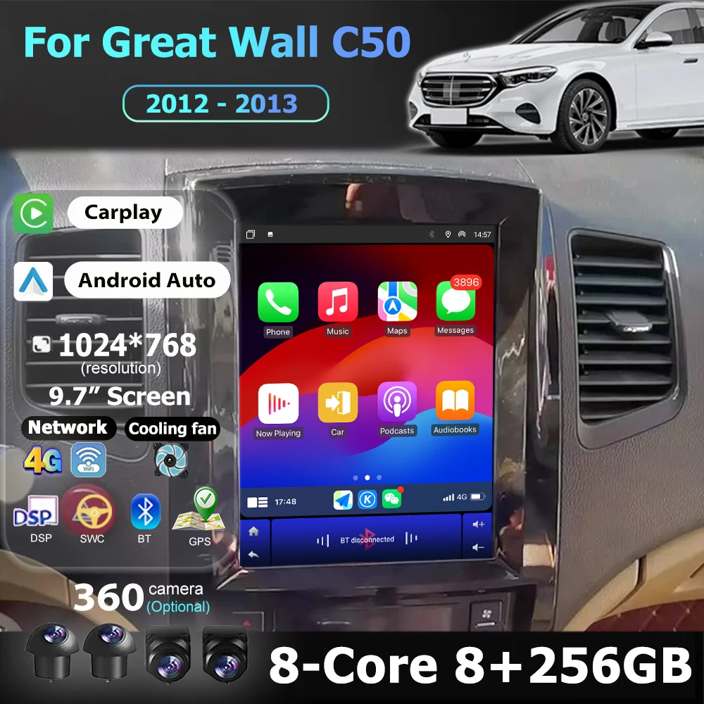 

9.7'' For Great Wall C50 2012 - 2013 Android 16 Auto Car Radio Multimedia Video Player Stereo GPS Carplay Head Unit 4G Bluetooth
