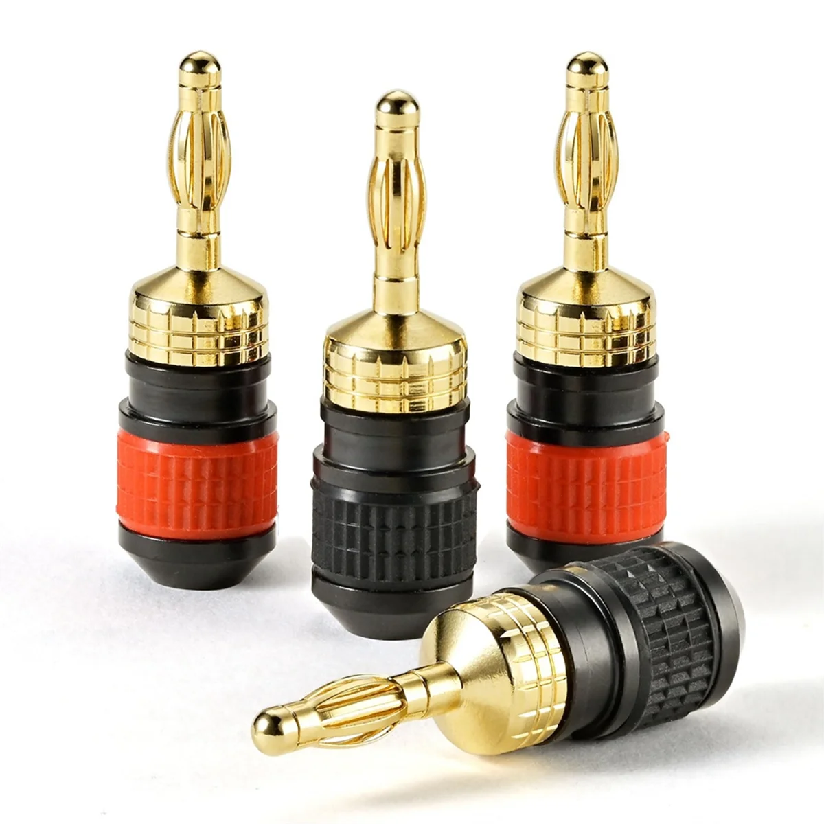 Premium Plated Quick Connect Banana Plugs: Safety Speaker Connector, with Wider Base for Maximum Signal Transfer