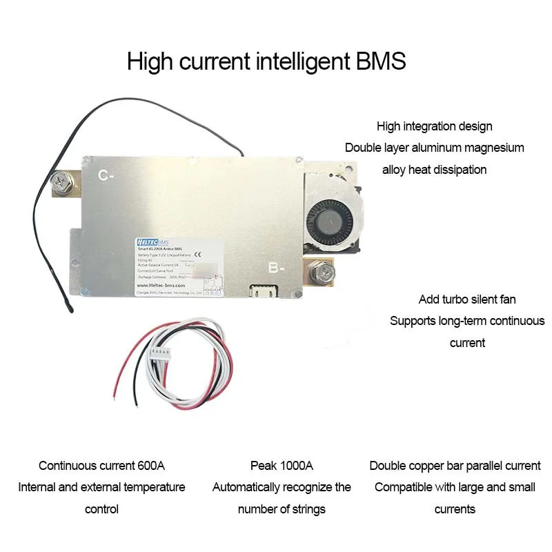 HeltecBMS New Samrt Active BMS With Turbo Fan 12V24V36V60V72V150A200A300A500A600A Car Start/Energy storage BMS