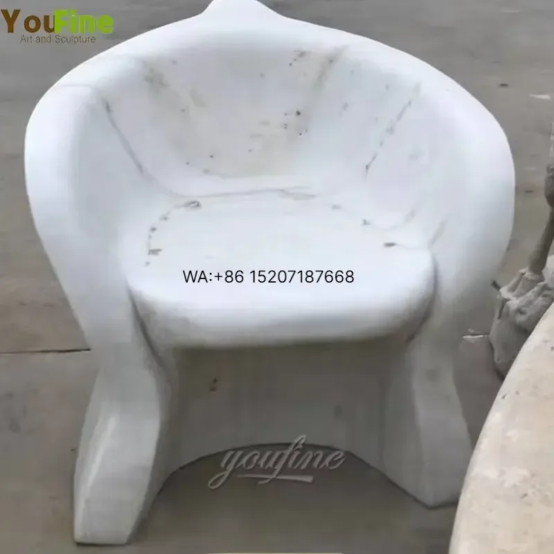 Wmwmnu Abstract Modern Marble Face Bench Statue Natural Stone Art Sculpture for Outdoor Garden Patio Yard Decoration