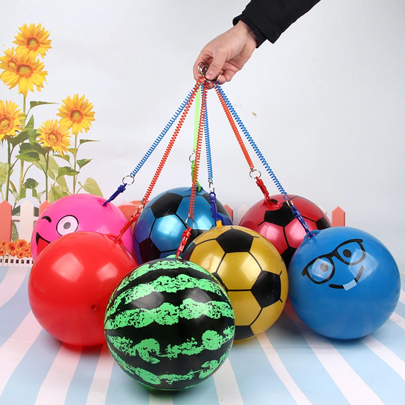 New Children's Inflatable Toy Ball With Chain Soccer Ball Watermelon Ball Outdoor Indoor Parent-child Interaction Bouncy Ball