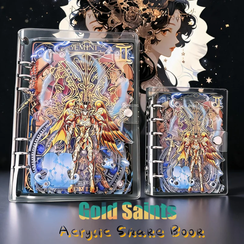 Golden Saint, Seiya, Gemini, Acrylic, Shaker Notebook, Fashion,Creativity,Salsa, Notepad,Collections,Daily Use,nd Birthday Gifts
