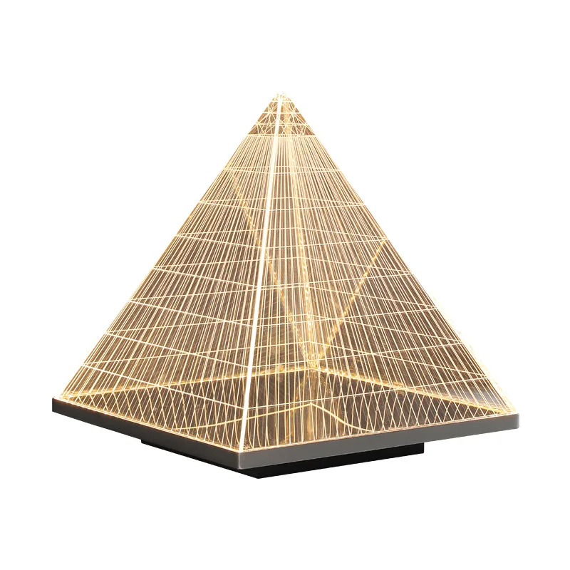 

Modern simple pyramid decorative table lamp ornament light luxury metal night light 2025 cross-border explosive acrylic