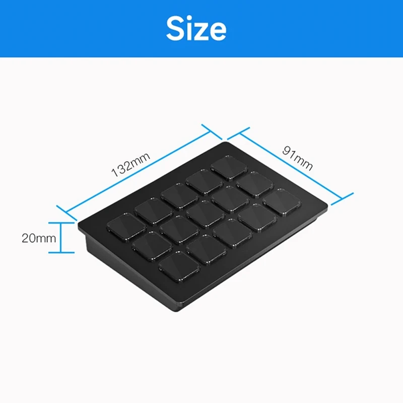 LCD Custom Keyboard 15 Keys Trigger Action In App Software Studio Controller Macro Game Shortcut Live Streaming Console