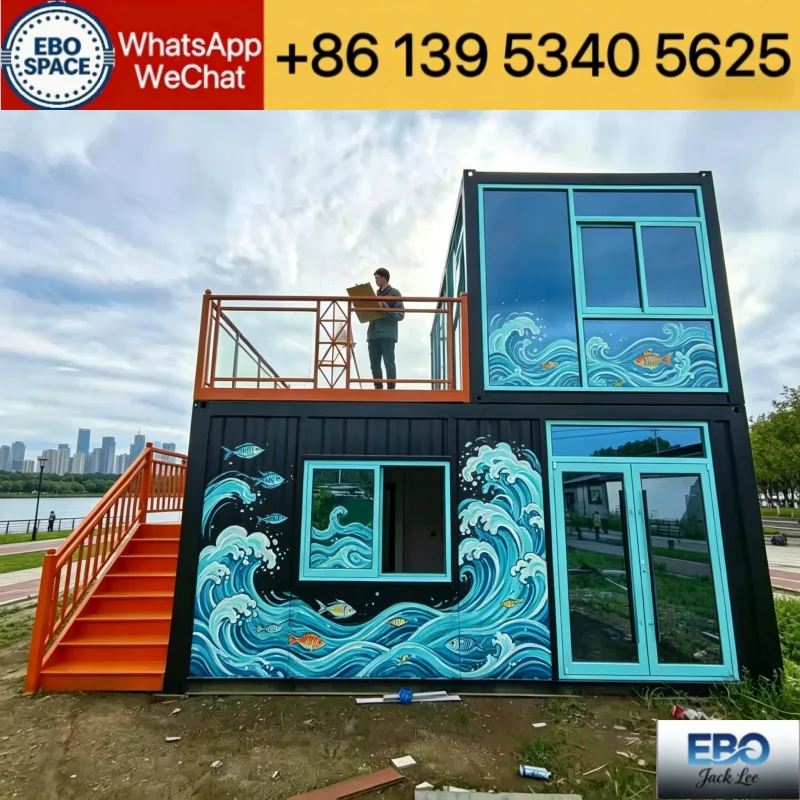 Quick Assemble Expand Out Modular Tiny Home Complete Sanitary Fixtures 20FT Foldable Container Villa For Rural Homestay Holiday