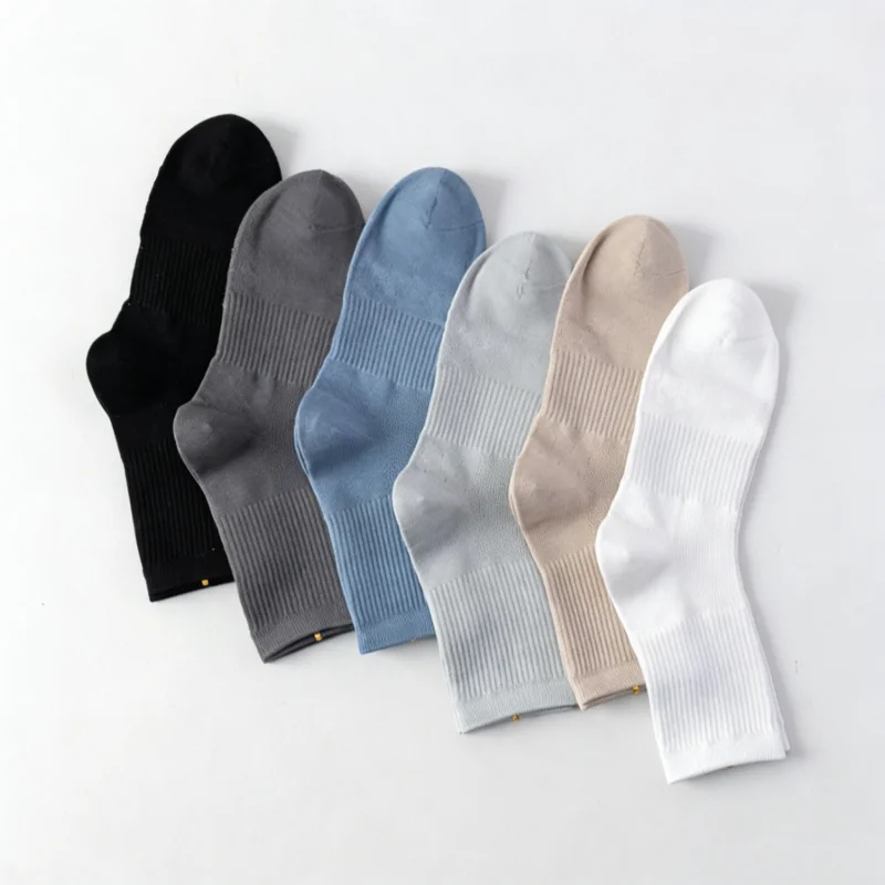 1/6 Pairs Men's Seamless Cotton Mid-Calf Crew Socks Solid Color Breathable Anti-Slip Spring Summer EU 39-44 US 6-12