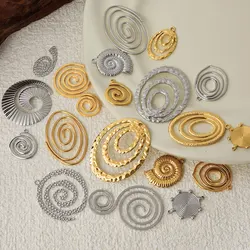 7pcs Stainless Steel Circle Spiral Pattern Charms DIY Necklace Earrings Screw Thread Pendant Handmade Jewelry Making Accessories