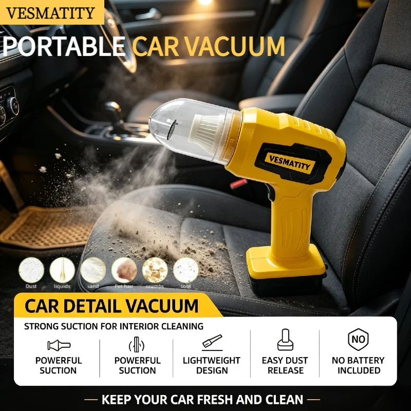 Vacuum Cleaner VESMATITY Handheld Cordless Strong Suction Mini Home Cleaner Blower Compact for 21-V 18V Battery High Performance
