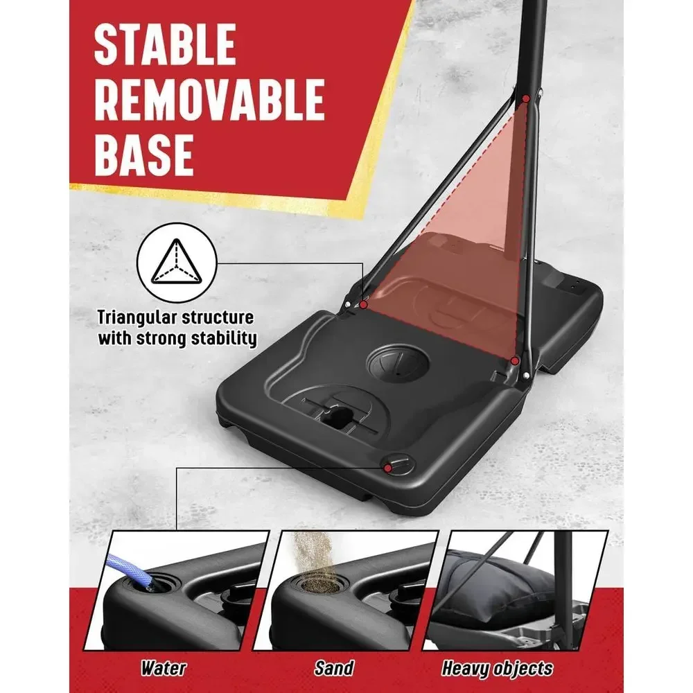 Outdoor Adjustable Basketball Hoop for Kids & Adults, 3.2-7.2m Range, Portable, Pool/Backyard/Indoor Use view 6