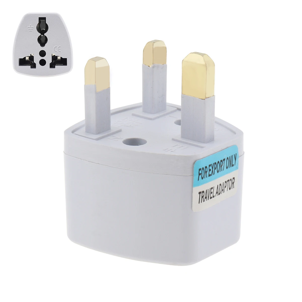 

UK Plug Adapter for Charges / phone / laptop / portable DVD player, Digital Camera Converts a US 2 pin plug to a UK 3 pin plug