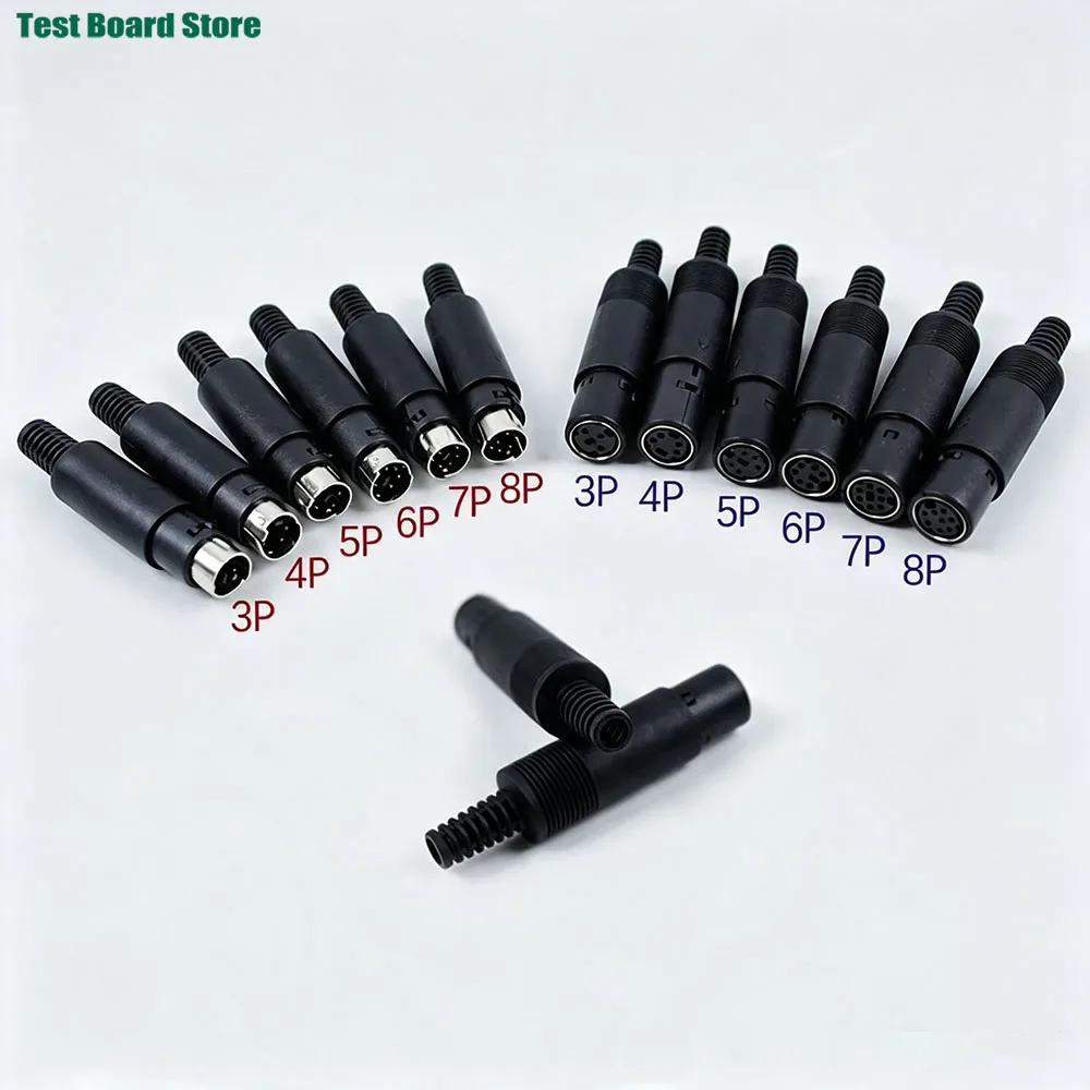 1Piece Mini PS2 Male Female Mini DIN Plug 3/4/5/6/7/8P Handle Adapter Connector Keyboard Chassis Cable Installation