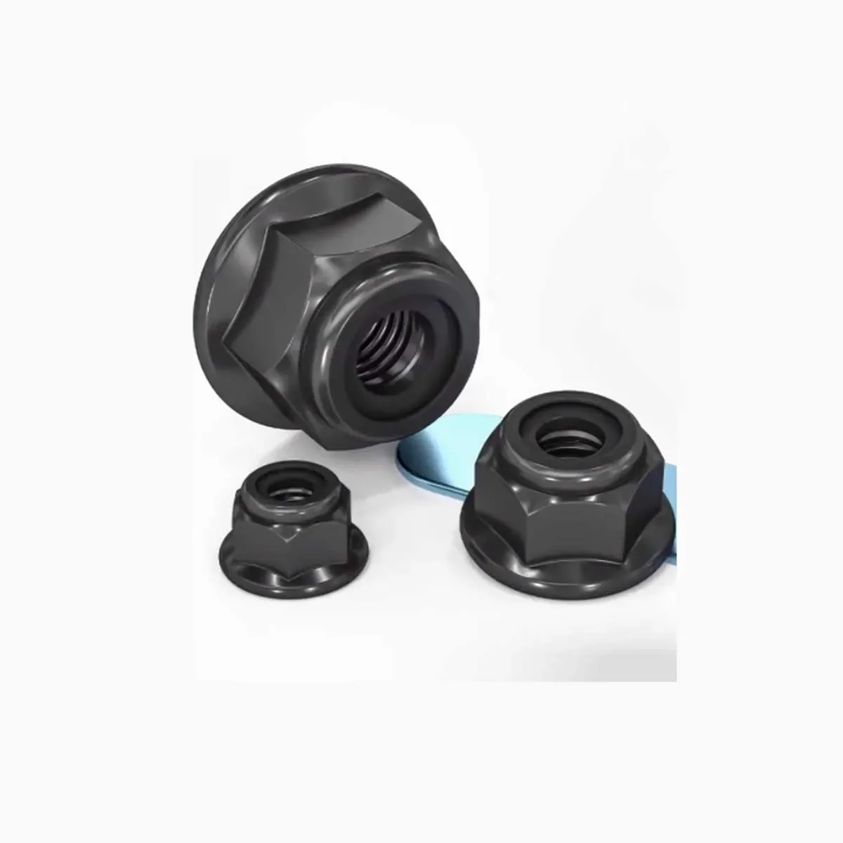 Guangluo Black 304 Stainless Steel Nylon Anti Loosening Lock Nut/flange Self-locking Screw Cap Black Zinc With Pad Nut