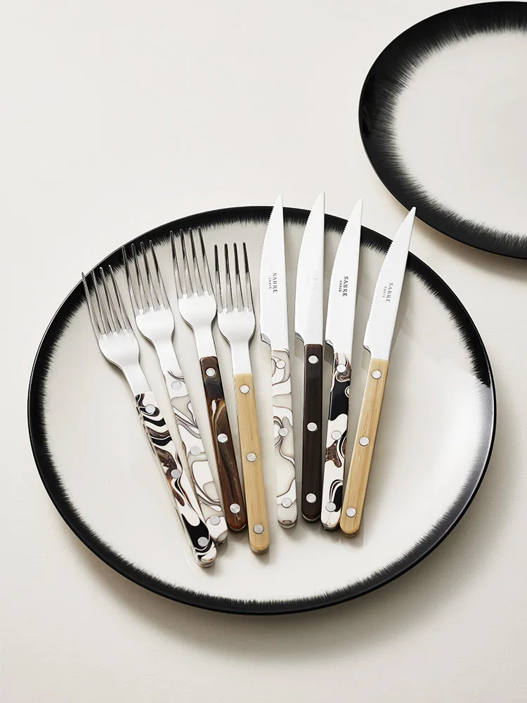 Stainless steel knives and forks, colorful tableware, Instagram style home exquisite high aesthetic spoons and forks