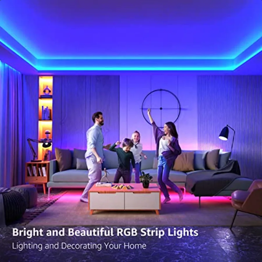 RGB LED Strip Lights Christmas Decor 16.4ft Flexible LED Light Strip 5050 SMD LED Color Changing Rope Light with Remote Control
