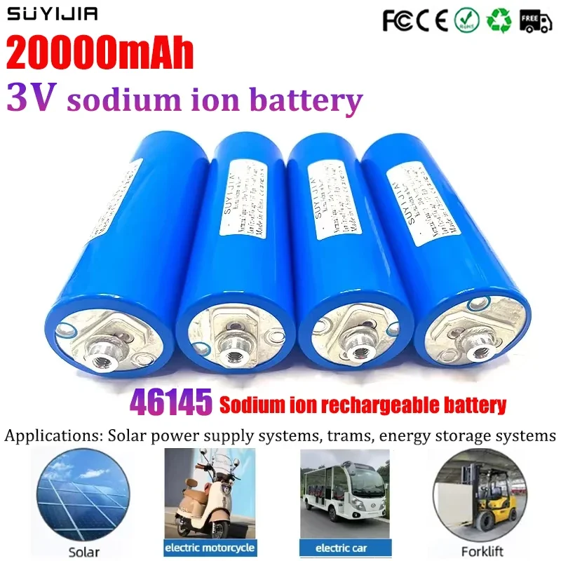 3V Sodium Ion Rechargeable Battery 46145 20Ah for Low Temperature Solar Energy Storage Marine Medical Equipment with Studs