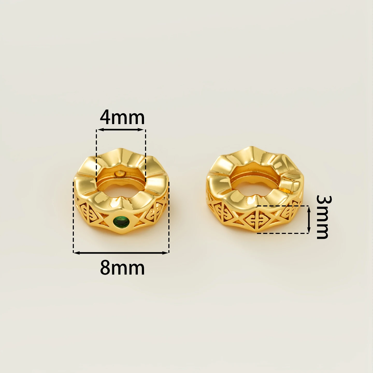 2Pcs/Pack 3*8mm 14/18K Gold Color Plated Lnlaid Zircon Spacer Beads for DIY Necklace Bracelets Jewelry Making Accessories