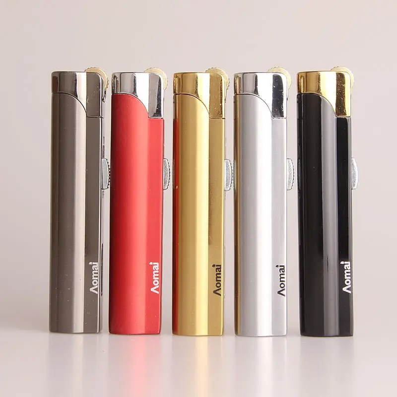 Mini Windproof Jet Blue Flame Turbo Butane Gas Torch Lighter Visible Gas Window Safety Lock Fire Switch Portable Cigar Lighters