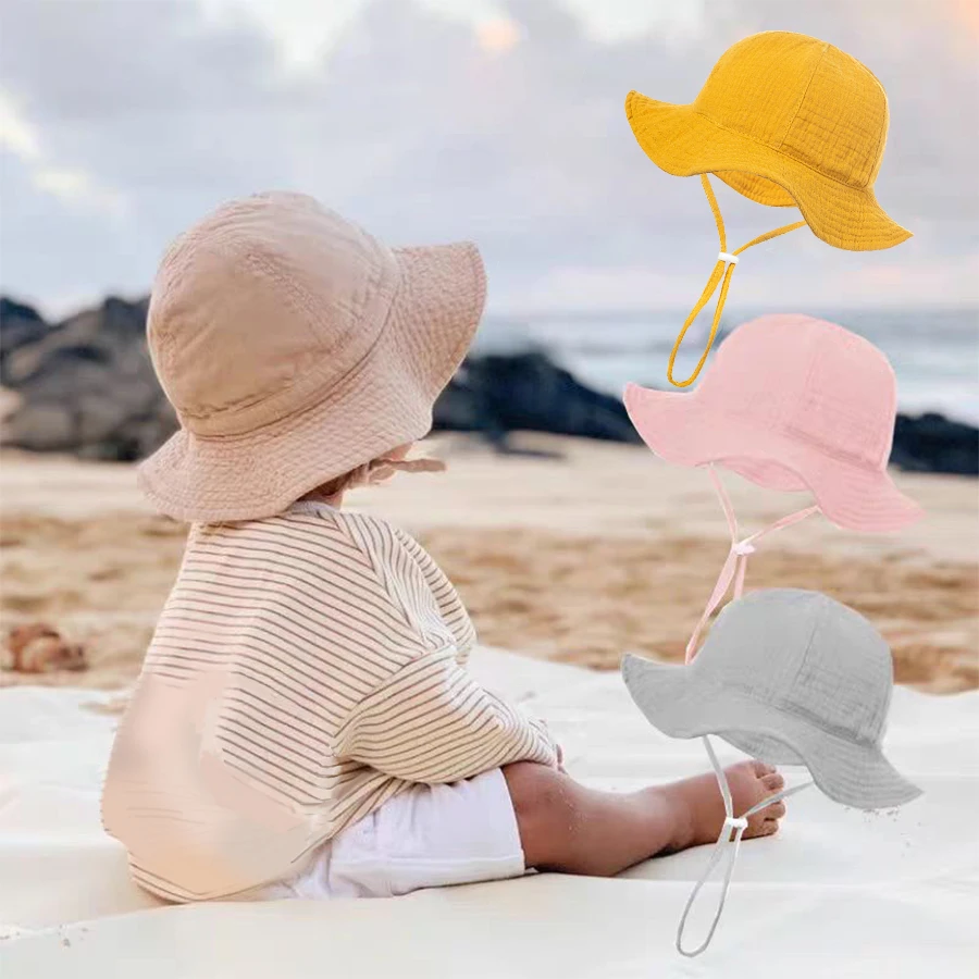 Embroidered Name Breathable Kids Wide Brim Sun Hat With Adustable Chin Strap Suitable For Summer And Beach