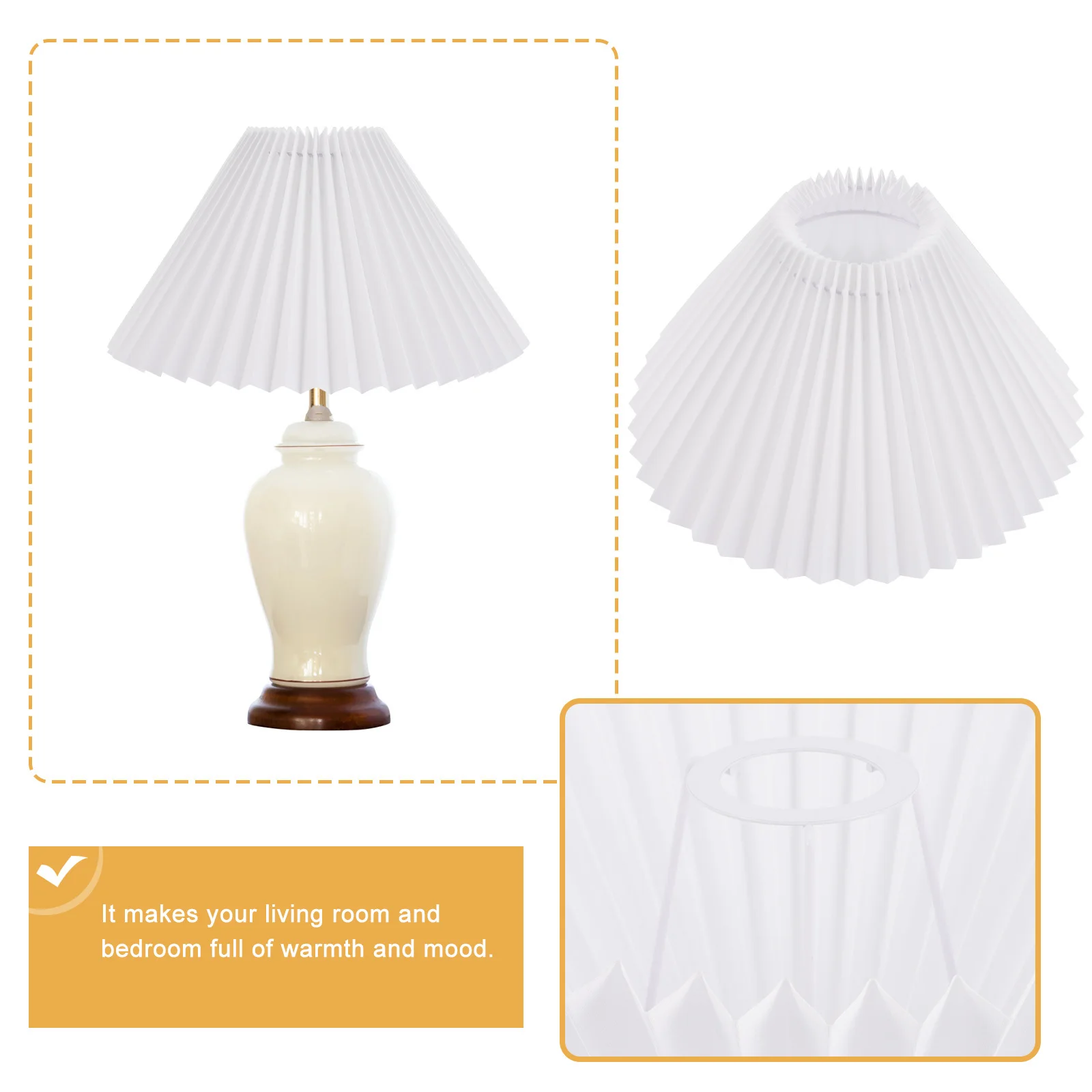 

Pleated Lamp Shade Premium Fabric Stable Structure for Bedroom Living Room Study Table Floor Lamp Light Cover Chandelier Shades
