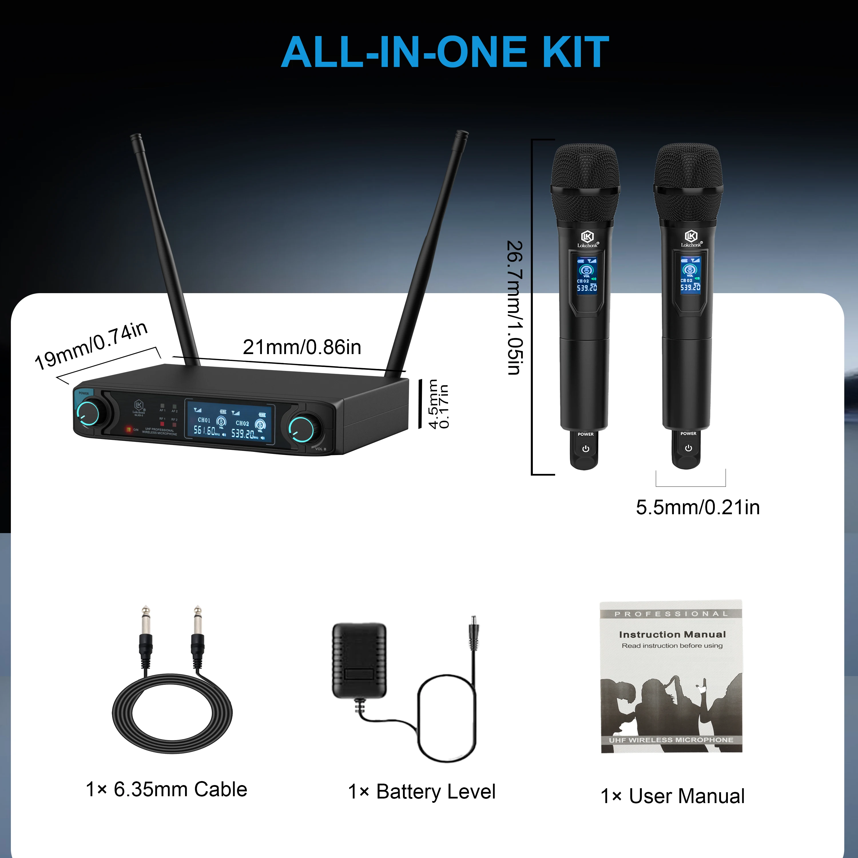 GLXD-2 Professional Wireless Microphone System Musical Singing Wedding UHF Fixed Frequency Mic Handheld Microphone Recording