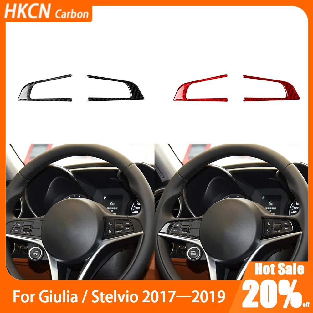 

Carbon Fiber Steering Wheel Button Panel Car Accessories Interior Cover Trim Sticker For Alfa Romeo Giulia Stelvio 2017—2019