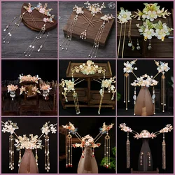 Chinese Hanfu headdress tassel step shaking hairpin antique style super fairy hair crown hairpin full set of ancient fairy hairp