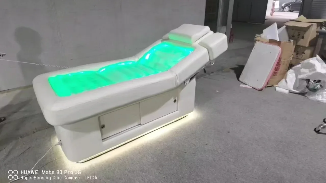 New Style Hot Sale European Style LED Pink&White Water Bed Cosmetic Electric Beauty Bed Spa Bed