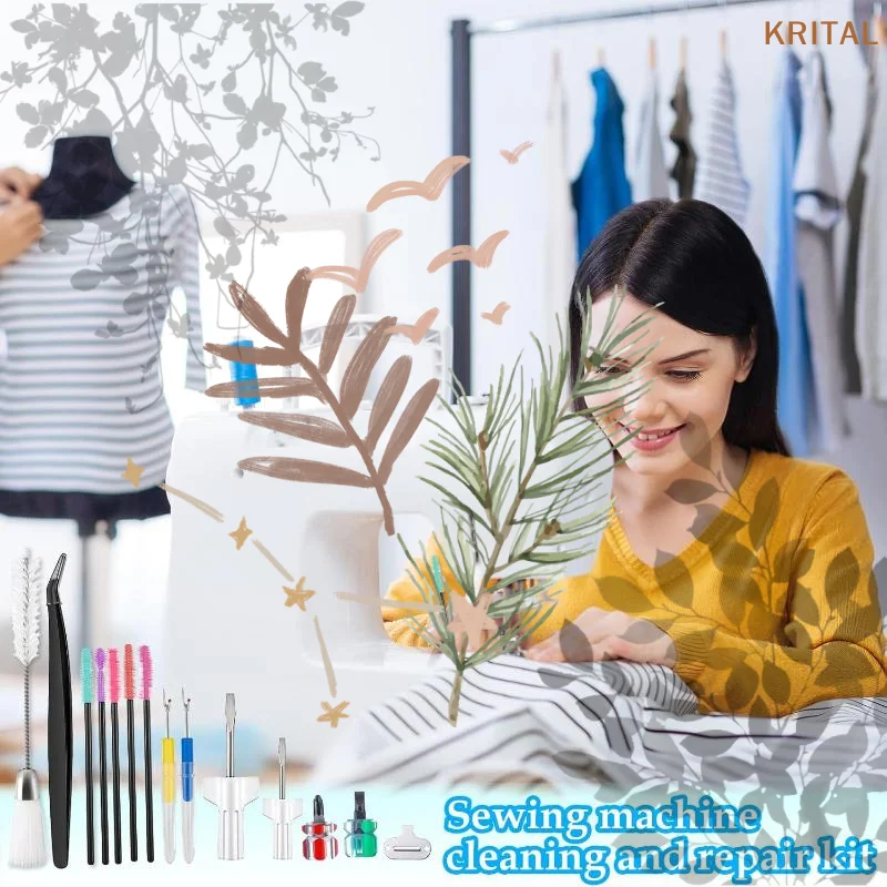 15Pcs Sewing Machine Maintenance Kit: Screwdrivers Tweezers Brushes Rippers Case Cleaning