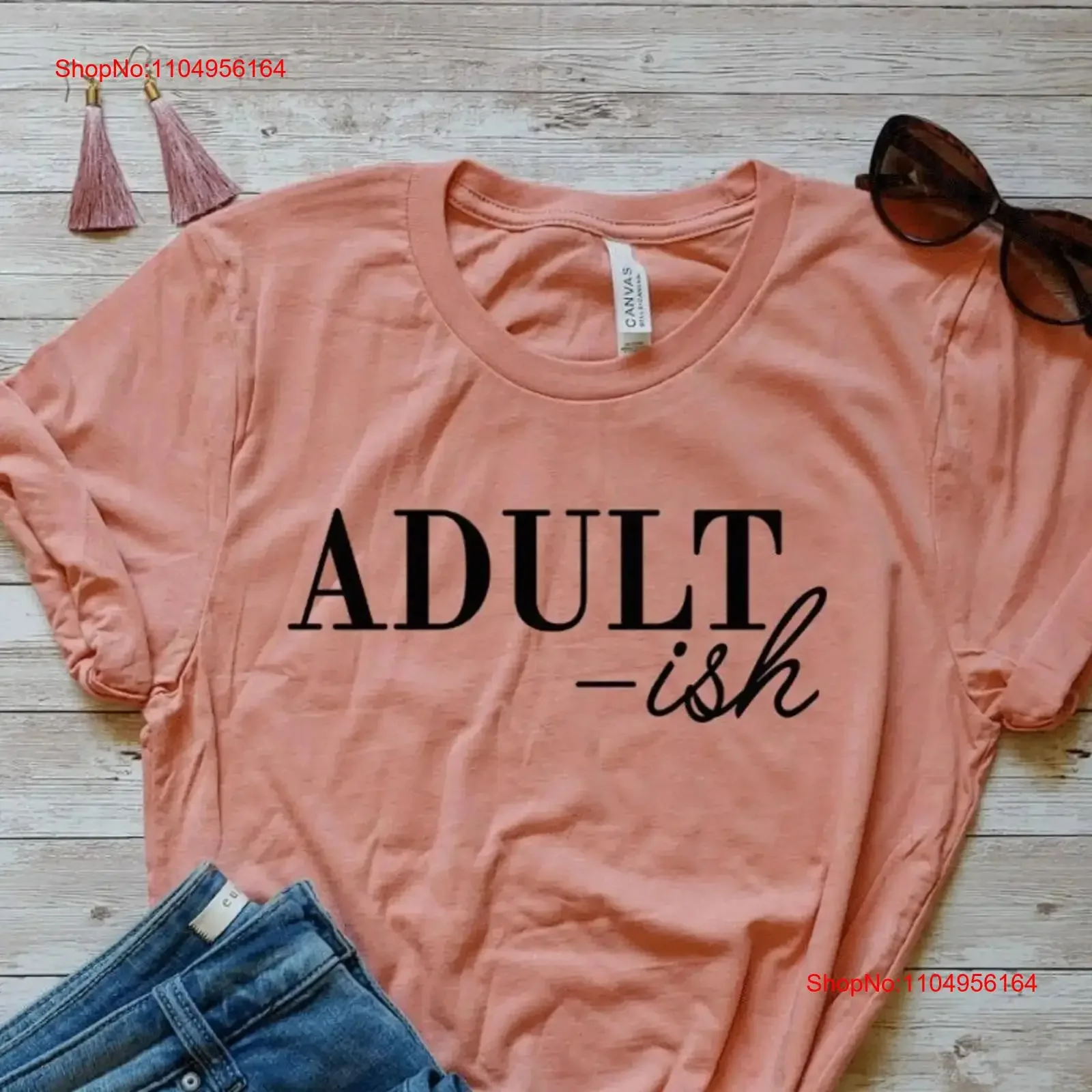 تي شيرت Adult ish للنساء، تي شيرت مضحك للبالغين، برسومات كلاسيكية مغسولة للجنسين، أنيق ومريح