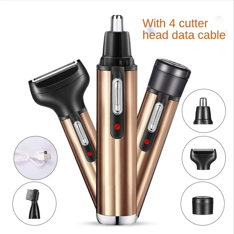 4 in 1 Rechargeable Electric Hair Trimmer for Men and Women - Nose, Ear, Sideburns, Eyebrows - Painless Hair Clipper and Shaver