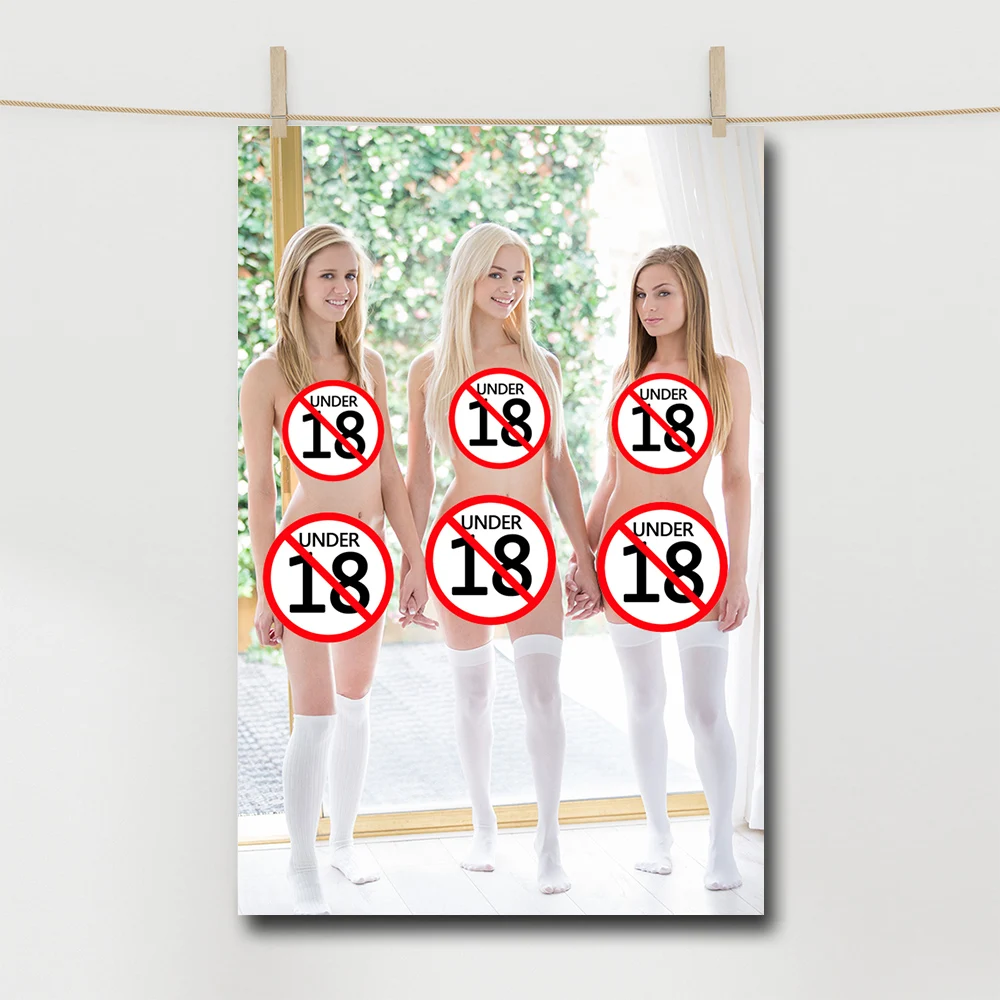 Decorative Canvas Paintings Nude Trio Girls Posters and Prints Wall Art Picture For Room Decor