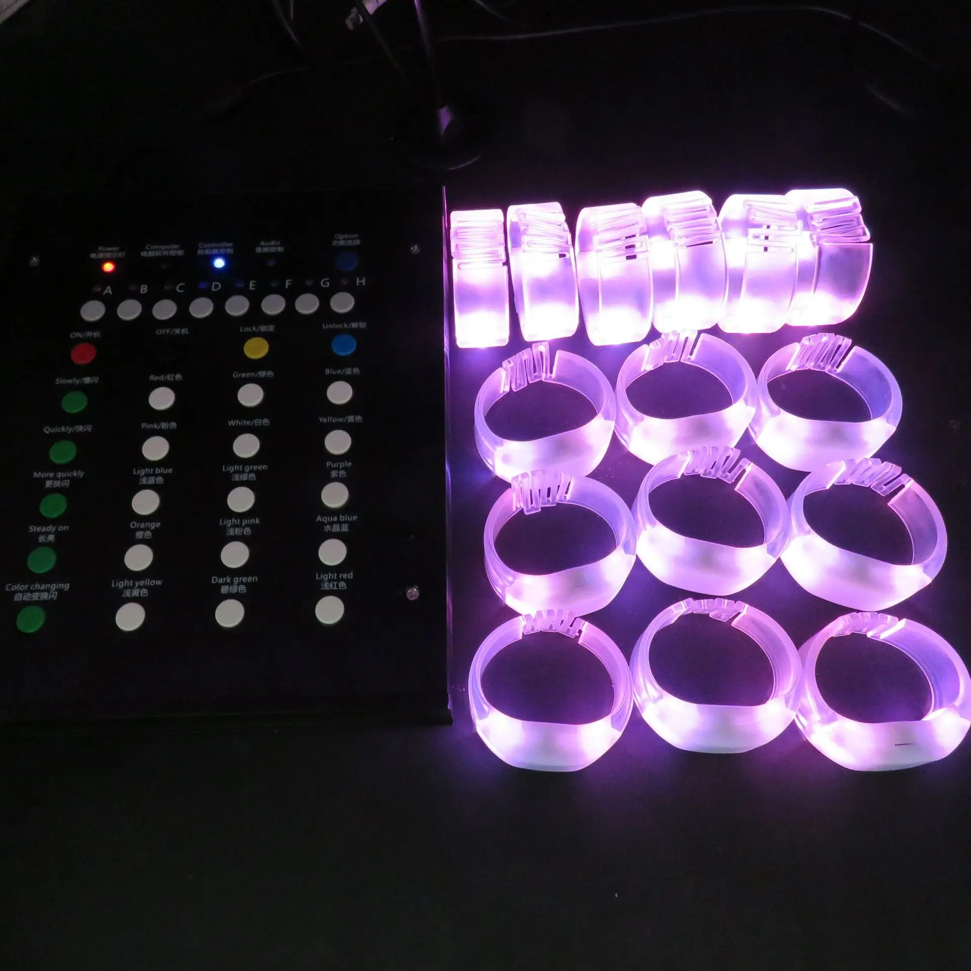 

New 33 Keys 800-1000 Meters Remote Control DMX Glowing Wristbands 100/1000pcs/Lot LED TPU Bracelets For Party Wedding Event