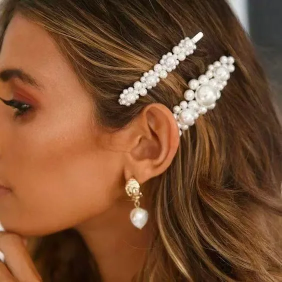 

Pearl Side Fringe Hair Clip BB Style for Women Korean Japanese Daily Styling Premium Soft Lightweight Non Slip Hair Tools