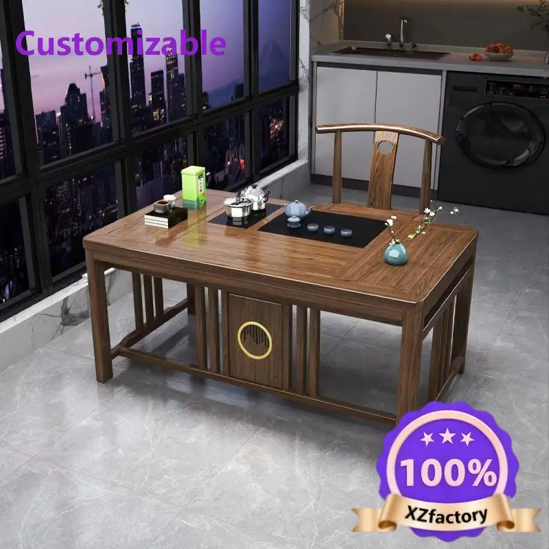 Directo de Fábrica 2026: Juego de Mesa y Silla de Té de Madera Maciza Estilo Chino para Balcón
