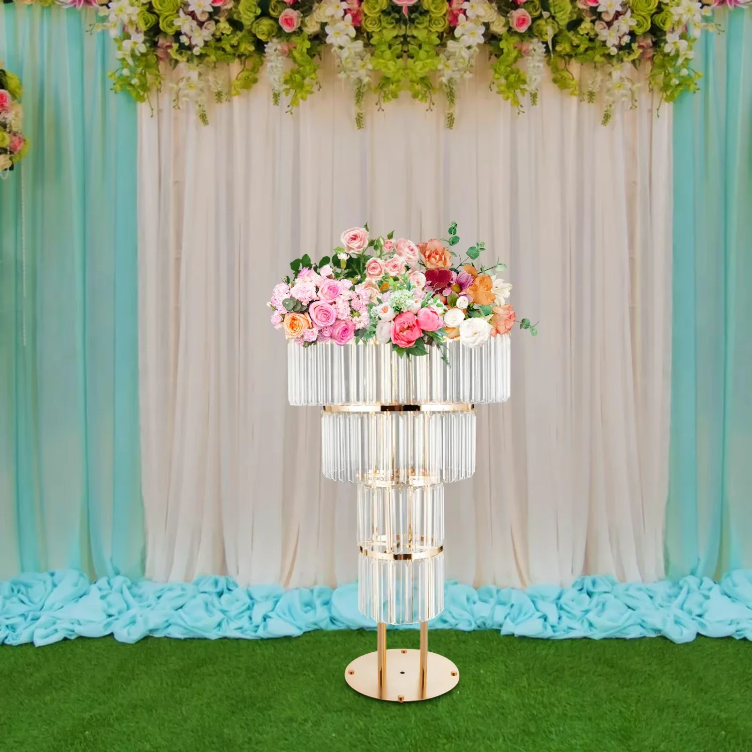 2pcs/10pcs/100cm/130cm)Gold Acrylic Wedding Flower Stand - 4 Tiers  Wedding flower Display stand centerpiece