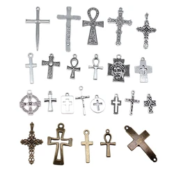 10pcs Charms Cross Antique Bronze Silver Color Pendants DIY Crafts Making Findings