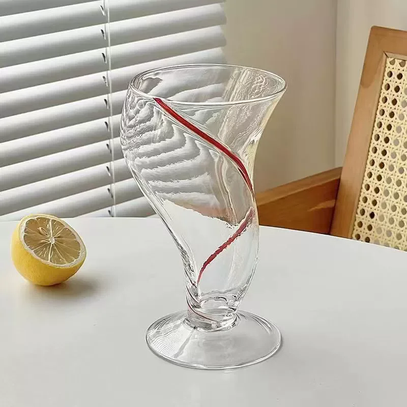2pcs High appearance level glass juice drink glass cold drink glass Home Creative ins Wind ice cream milkshake cup Coffee cup