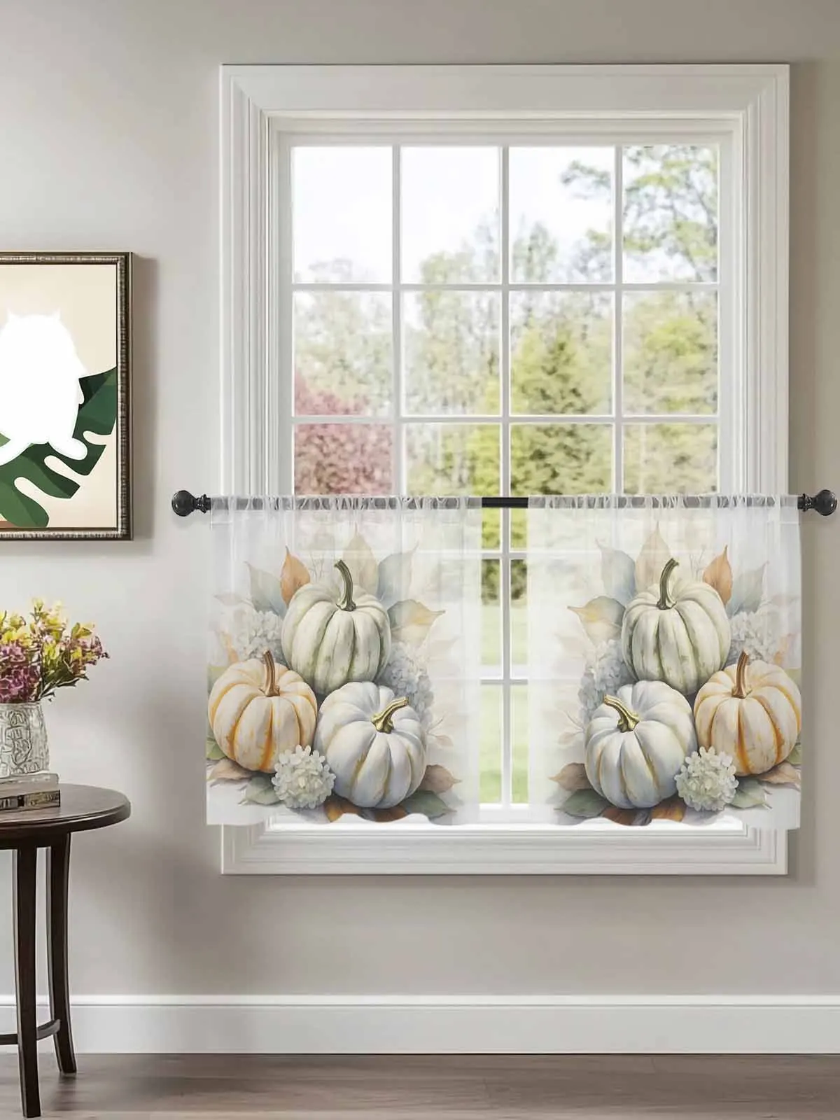 

Simple Pumpkin Flower Tulle Curtains For Bedroom Children Living Room Decor Sheer Curtains