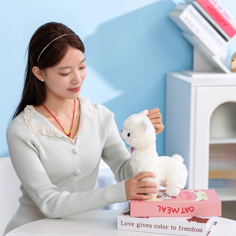 Juguete de peluche de Alpaca colorido de 3 estilos, mascota de postura de pie, muñeco de peluche de oveja, muñeco de compañía para dormir de Alpaca bonito para chico