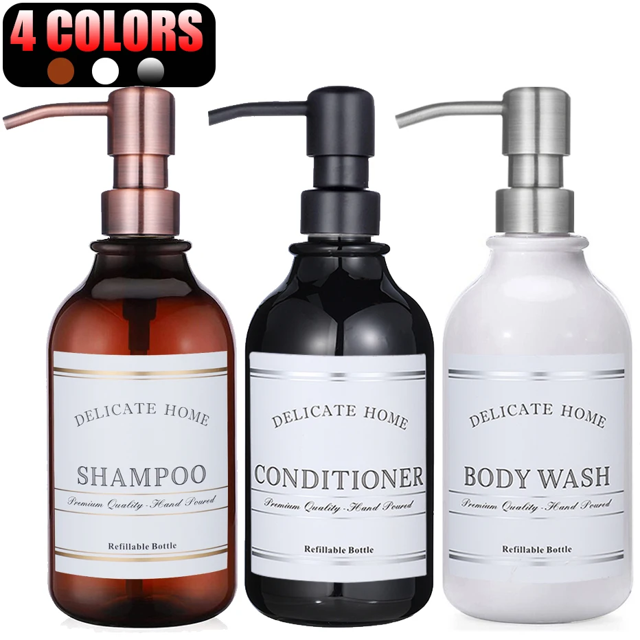 Stainless Steel Pump Soap Dispenser Bottle for Refillable Shampoo Conditioner Body Wash Liquid Container Elegant Soap Bottle