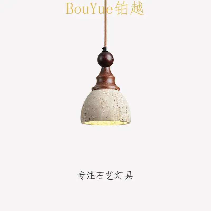 Vintage yellow travertine bedside small chandelier medieval wabi-**** wind entrance aisle bar light bedroom bedside chandelier