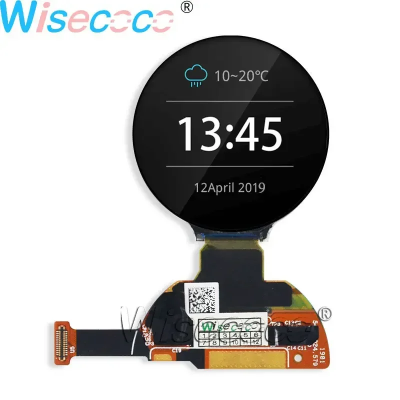 Wisecoco 1.2Inch IPS OLED Display 325 PPI 350 NIT Round Screen 10000:1 Contrast Ratio MIPI 24 pins