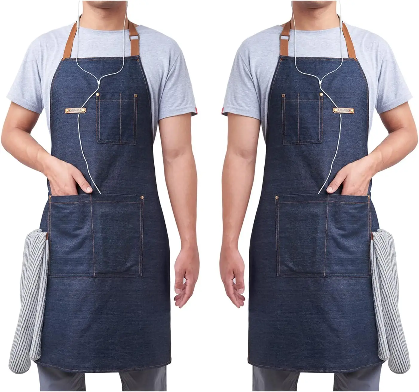 

Регулируемый джинсовый фартук с карманами для кухни, барбекю, сада - рабочая одежда унисекс
