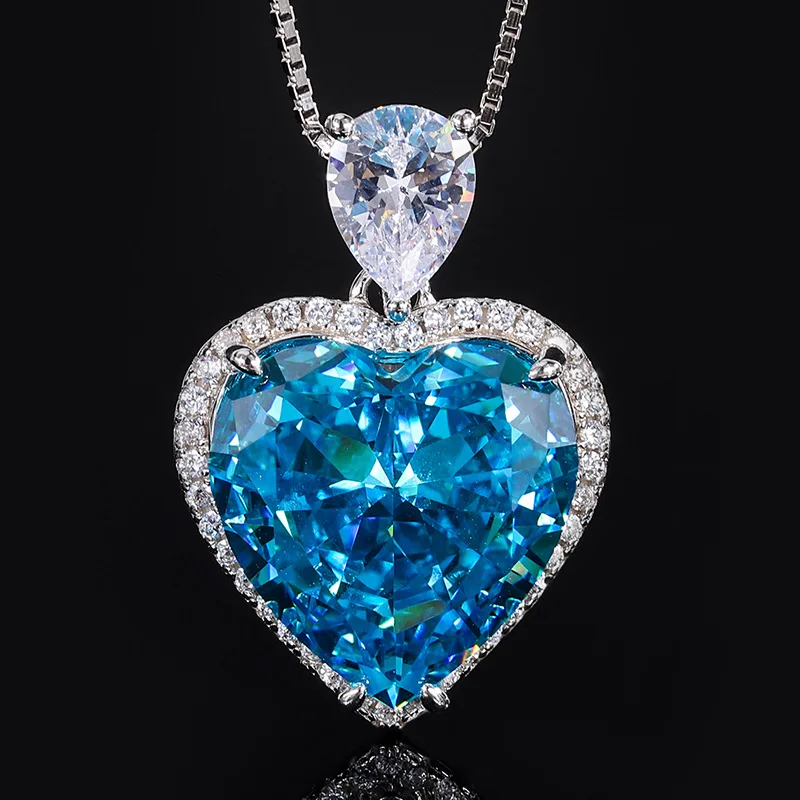 Jewelry S925 Silver High Carbon Diamond Temperament Entry Lux Pendant Heart-Shaped Main Stone 15*15