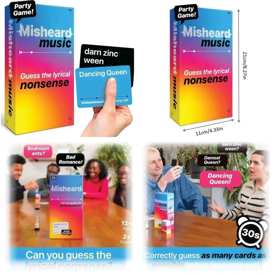 500 Zabawnych Kart z Tekstami Piosenek - Gra Puzzle z Odpowiedziami na Pomyłkowe Teksty Piosenek, Wyzwanie z Cytatami Muzycznymi na Imprezę, Urodziny Rodzinne w KTV