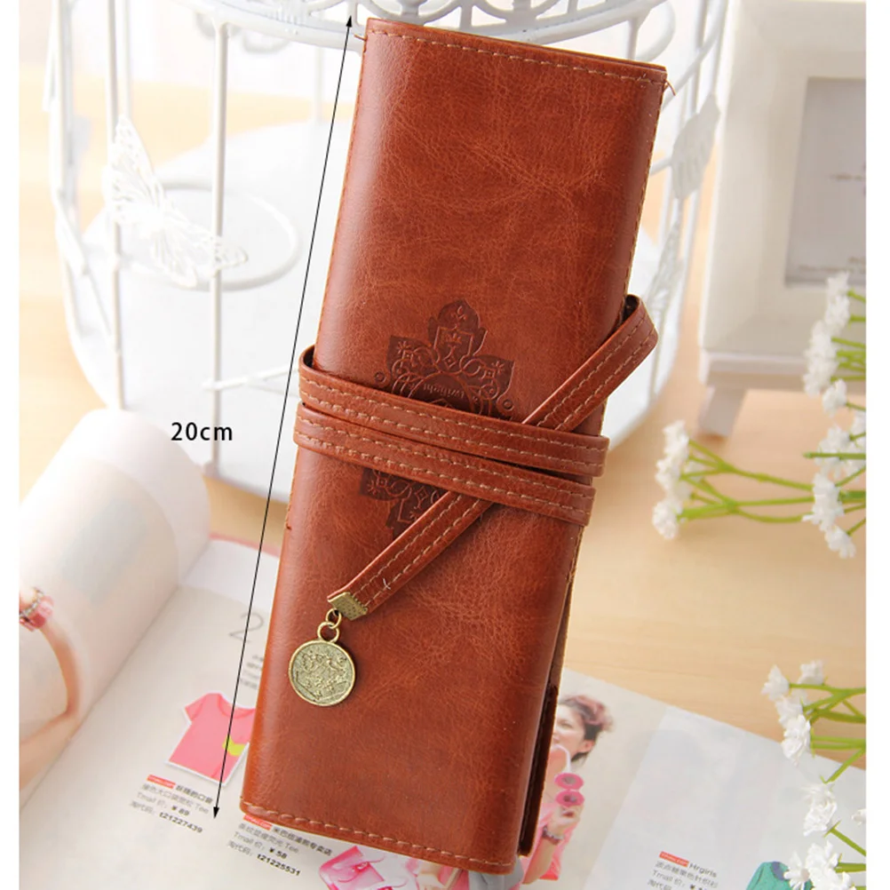 Twilight Retro Pen Bag Synthetic Pencil Case Pen Holder Makeup Pouch Stationery Accessories for Students & Office Use (C