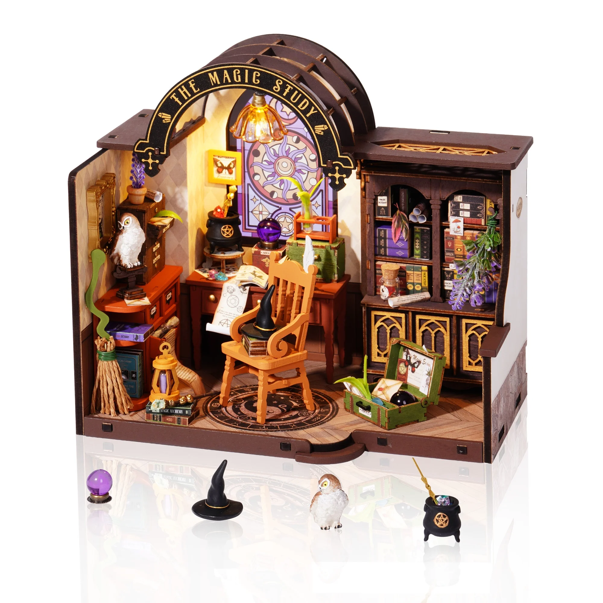 

Набор для сборки миниатюрного домика Rolife DIY Magic Study: 3D-пазл, модель кукольного домика с LED-подсветкой, подарки для взрослых и друзей