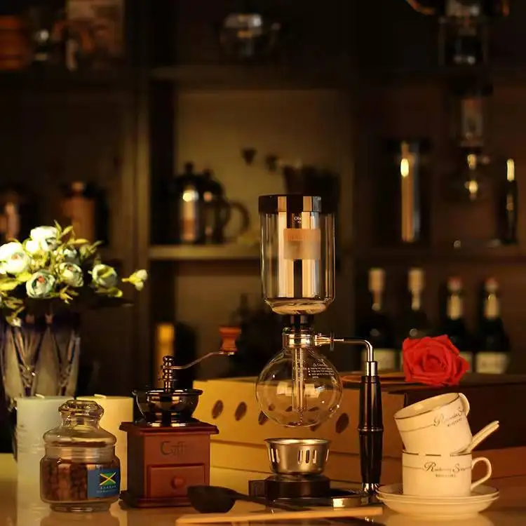 3 Cup Glass Siphon Coffee Maker User Friendly Espresso Pot Manual Vacuum Brewing Device for Home Kitchen Barista Tool