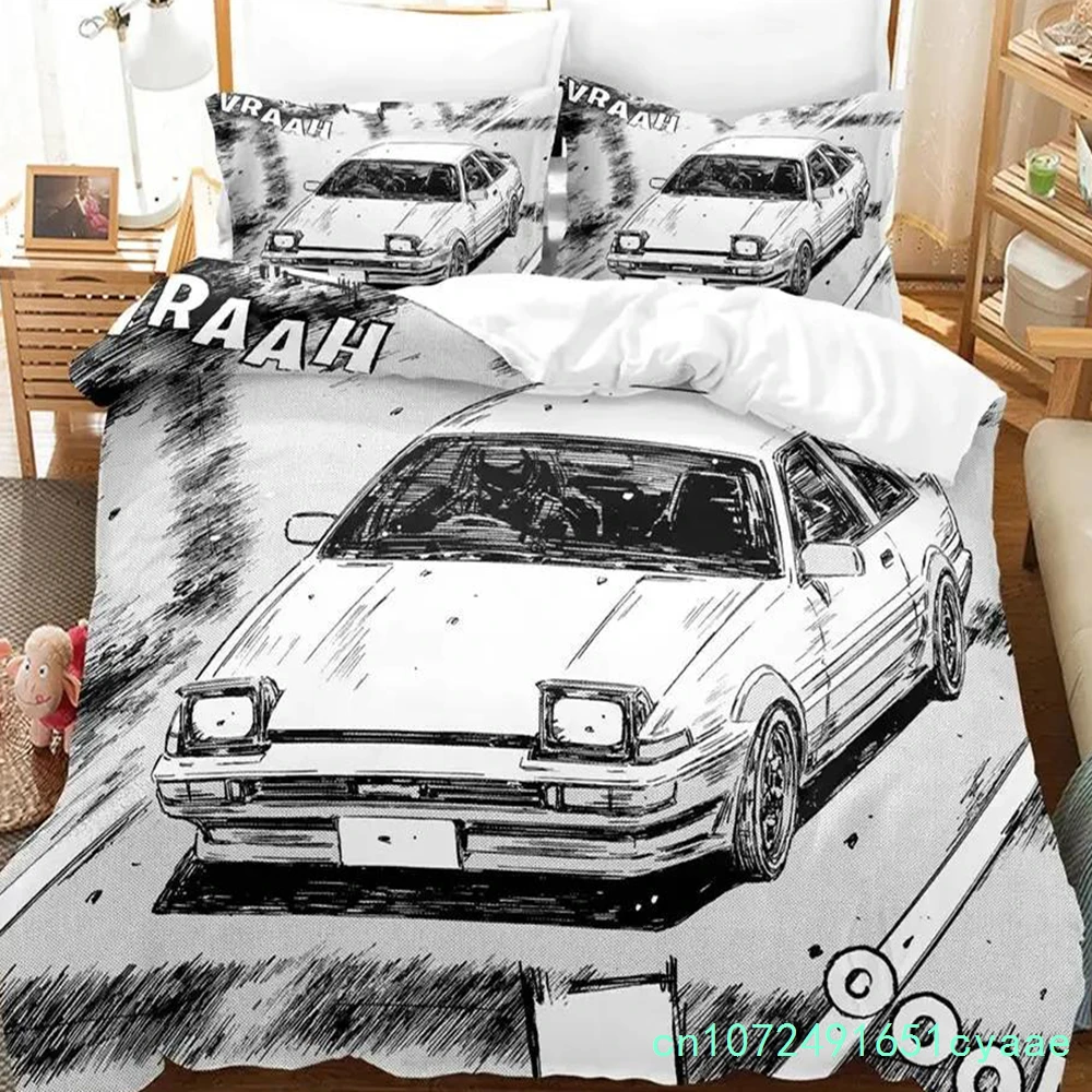 Initial Ae86 Boys Bedroom Bedding Set Single Twin Full Queen King Size Aldult Duvetcover 3D Anime Bed Sheet Set